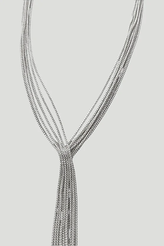 Chain Tassel Necklace - Silver - Gusto