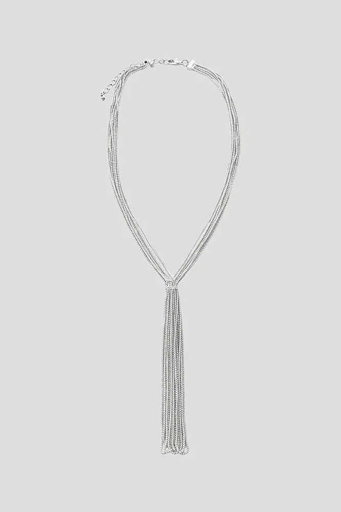Chain Tassel Necklace - Silver Silver