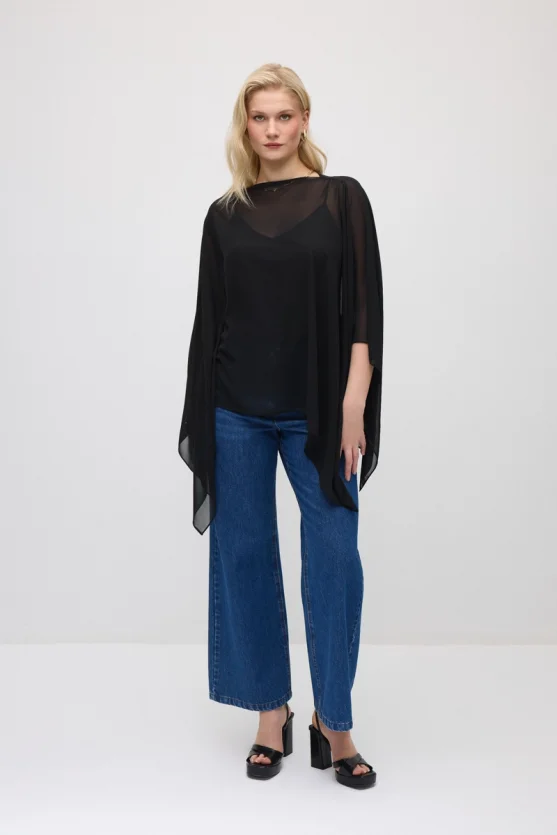 Chiffon Cape - Black - 5