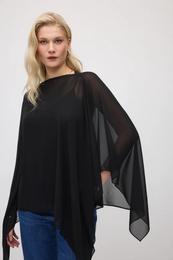 Chiffon Cape - Black - 1