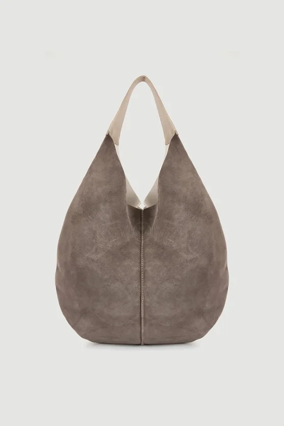 Chunky Suede Tote Bag Beige - 1