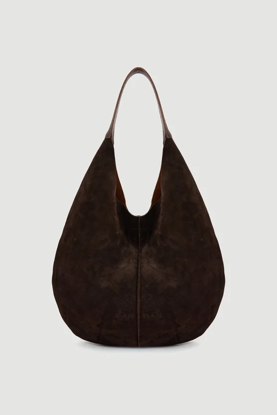 Chunky Suede Tote Bag Brown - 1