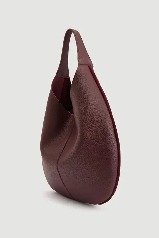 Chunky Suede Tote Bag - Burgundy - Gusto