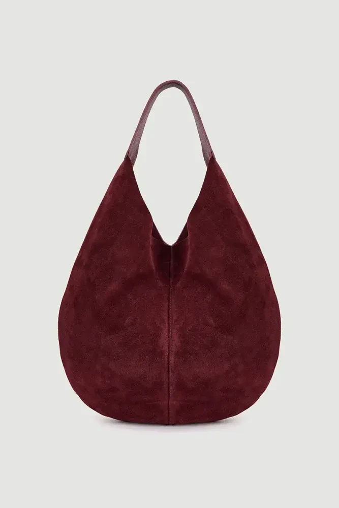 Chunky Suede Tote Bag - Burgundy Burgundy
