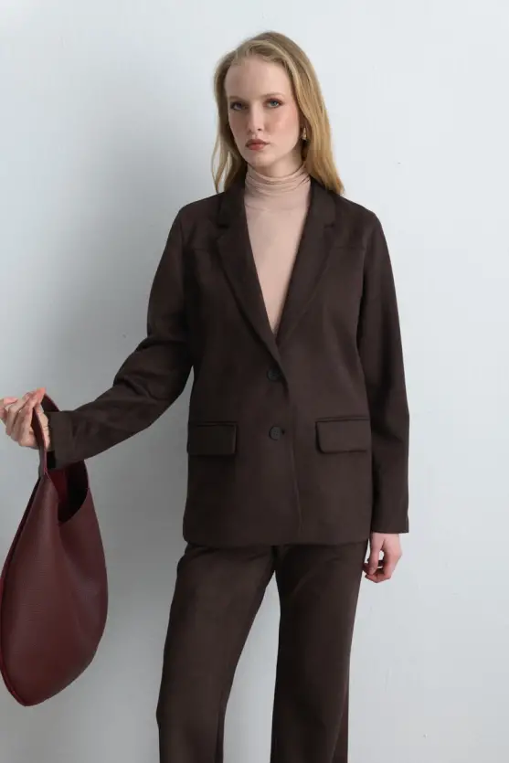 Chunky Suede Tote Bag Burgundy - 5