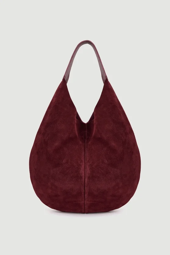 Chunky Suede Tote Bag Burgundy - 1