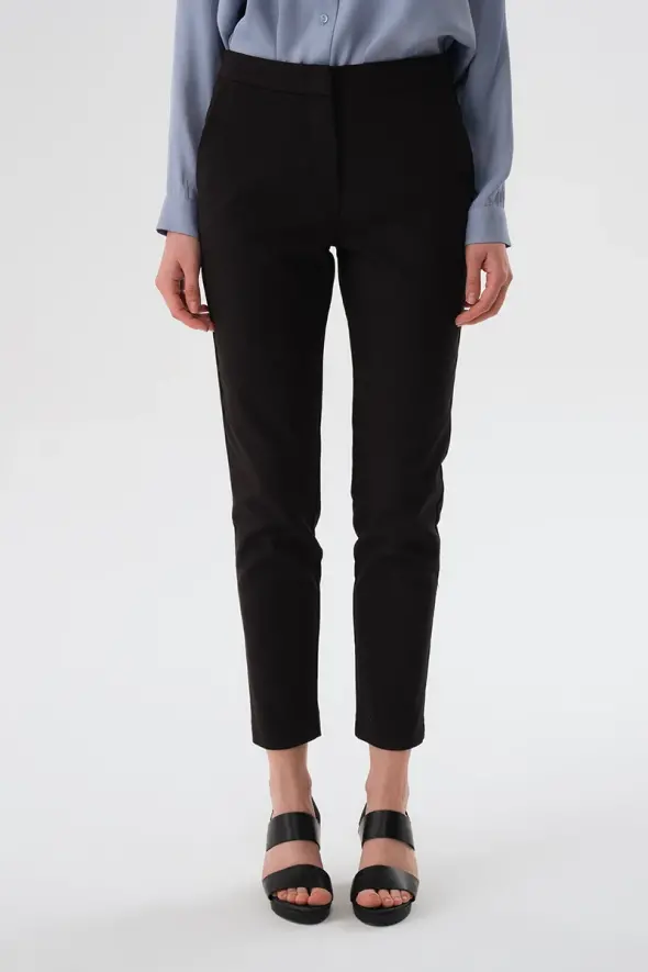 Cigarette Cotton Pants - Black - 1