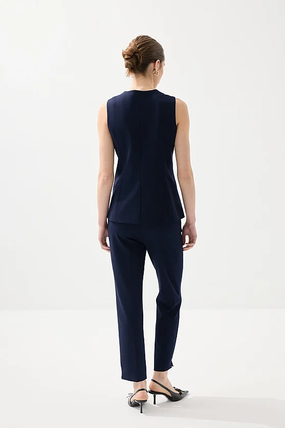 Classic Buttoned Vest - Navy Blue - Gusto