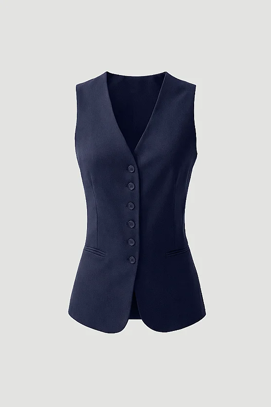 Classic Buttoned Vest - Navy Blue - Gusto