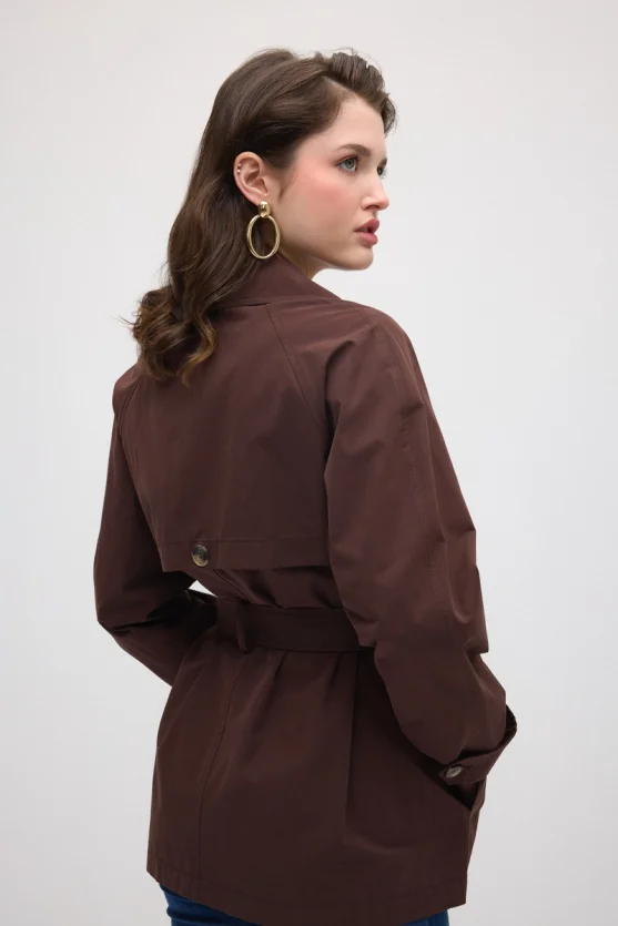 Classic Cotton Trench Coat - Brown - 6