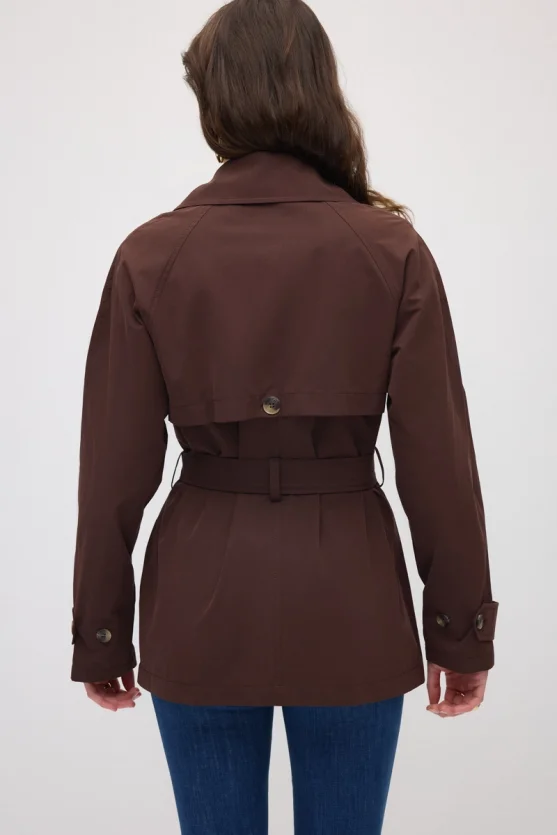 Classic Cotton Trench Coat - Brown - 8