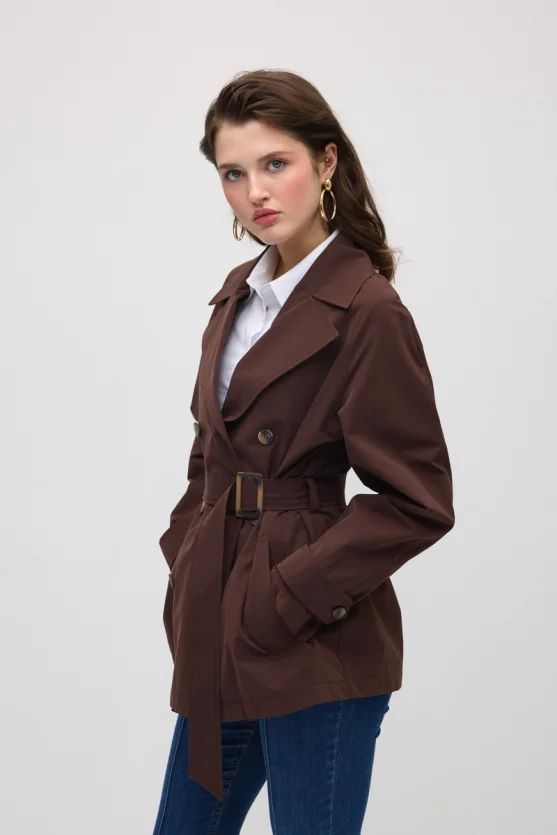 Classic Cotton Trench Coat - Brown - 1