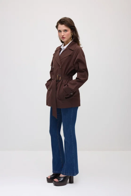 Classic Cotton Trench Coat - Brown - Gusto