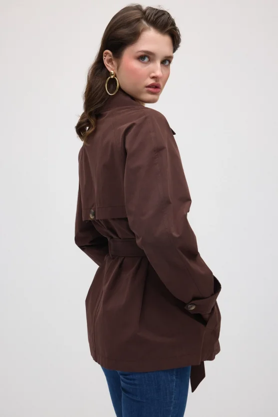 Classic Cotton Trench Coat - Brown - Gusto