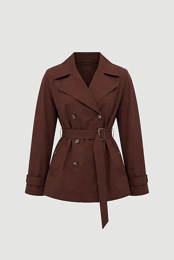 Classic Cotton Trench Coat - Brown - 7
