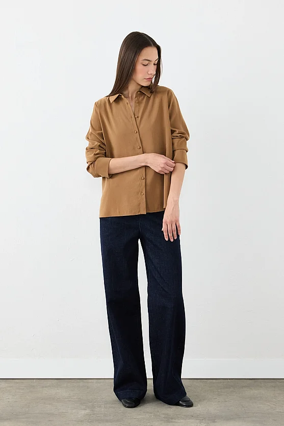 Classic-Fit Viscose Shirt - Camel - Gusto