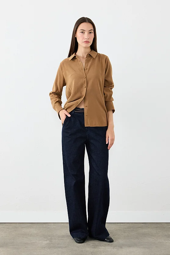 Classic-Fit Viscose Shirt - Camel - Gusto