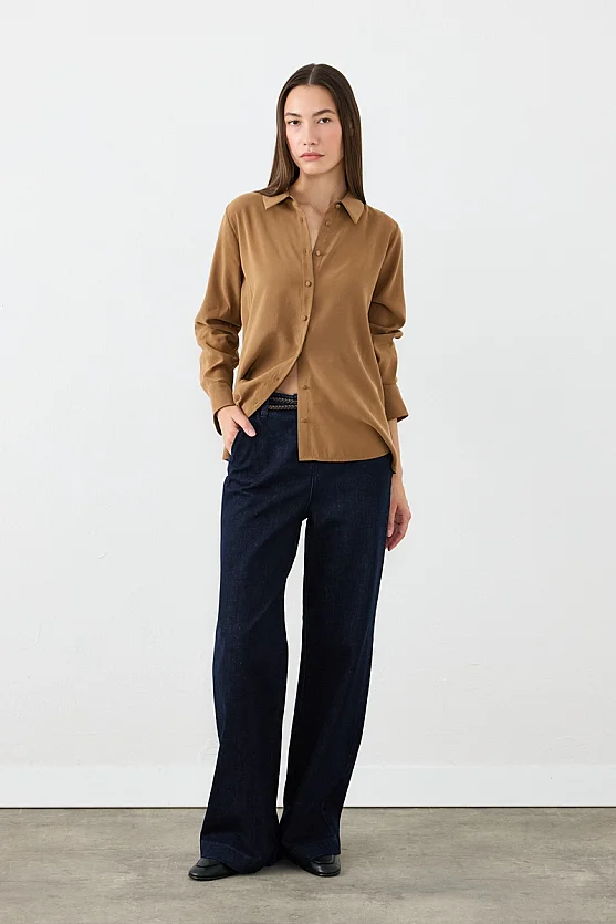 Classic-Fit Viscose Shirt - Camel - Gusto