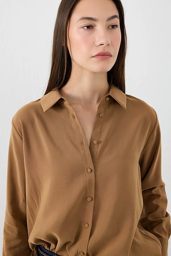 Classic-Fit Viscose Shirt - Camel - Gusto