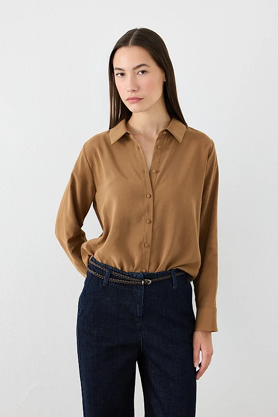 Classic-Fit Viscose Shirt - Camel - Gusto