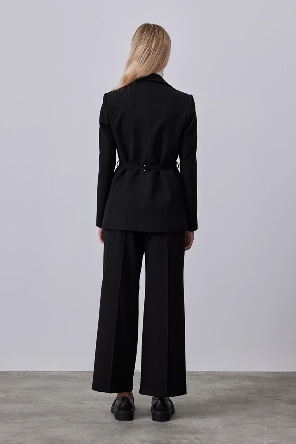 Classic Jacket with Beltes Waist - Black - 6