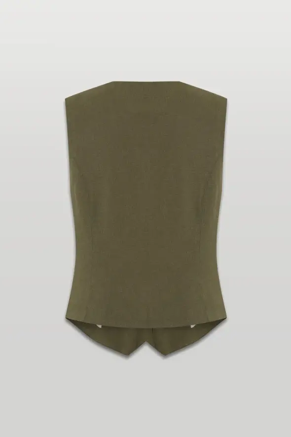 Classic Linen Vest - Khaki - 2