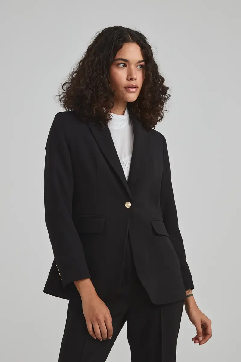 Classic One Button Jacket - Black - 1