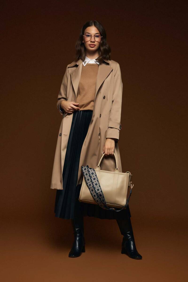 Classic Trench Coat with Waist Belt - Camel - 7