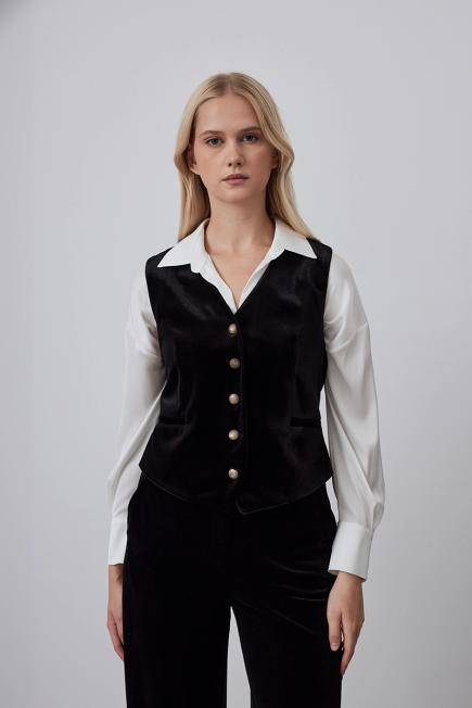 Classic Velvet Vest - Black Black