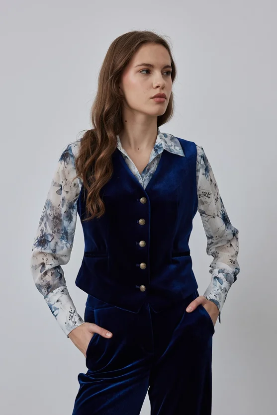Classic Velvet Vest - Navy - Gusto