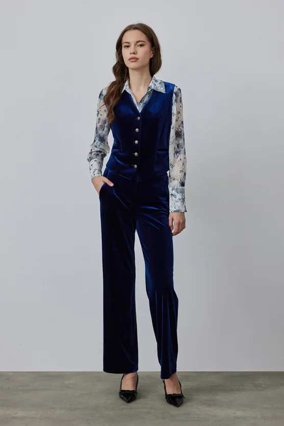 Classic Velvet Vest - Navy - Gusto