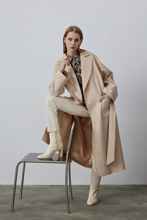 Classic Wool Coat - Beige - 1