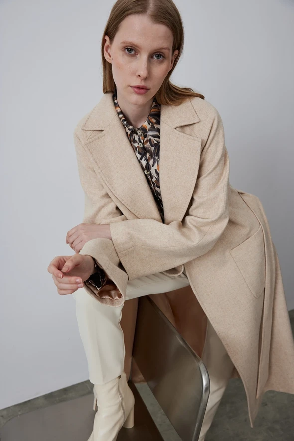 Classic Wool Coat - Beige - 6