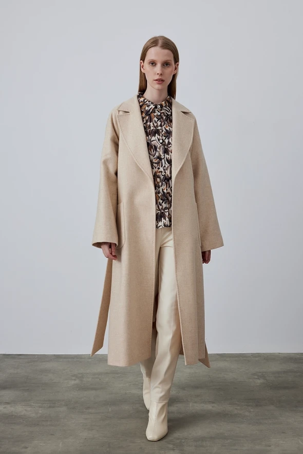 Classic Wool Coat - Beige - 2