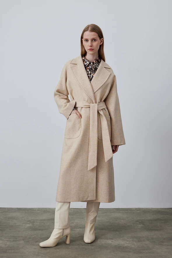 Classic Wool Coat - Beige - 3