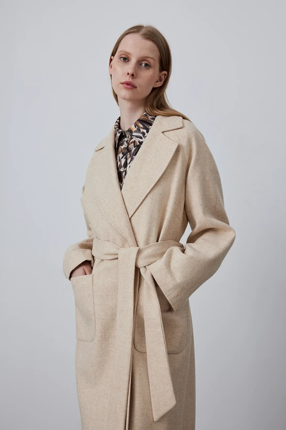 Classic Wool Coat - Beige - 4