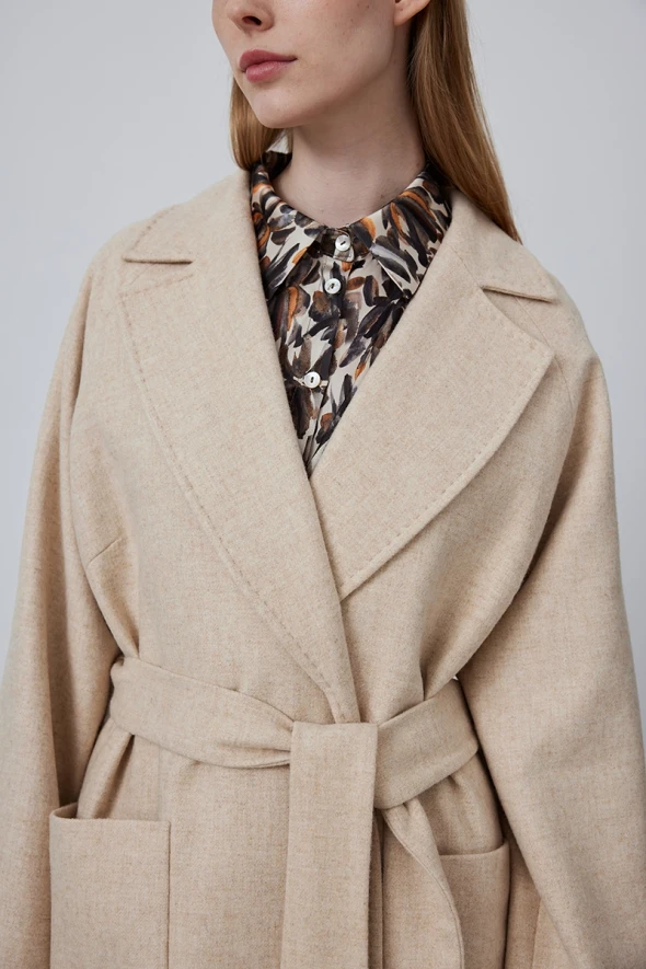 Classic Wool Coat - Beige - 5