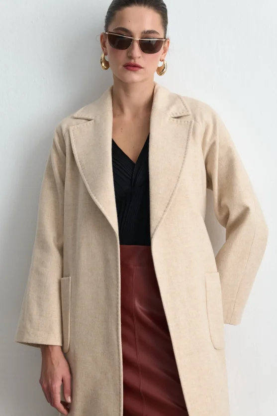 Classic Wool Coat Beige - 3