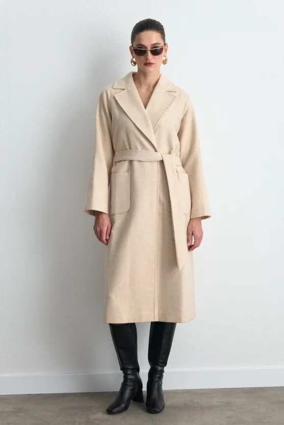 Classic Wool Coat Beige - 5