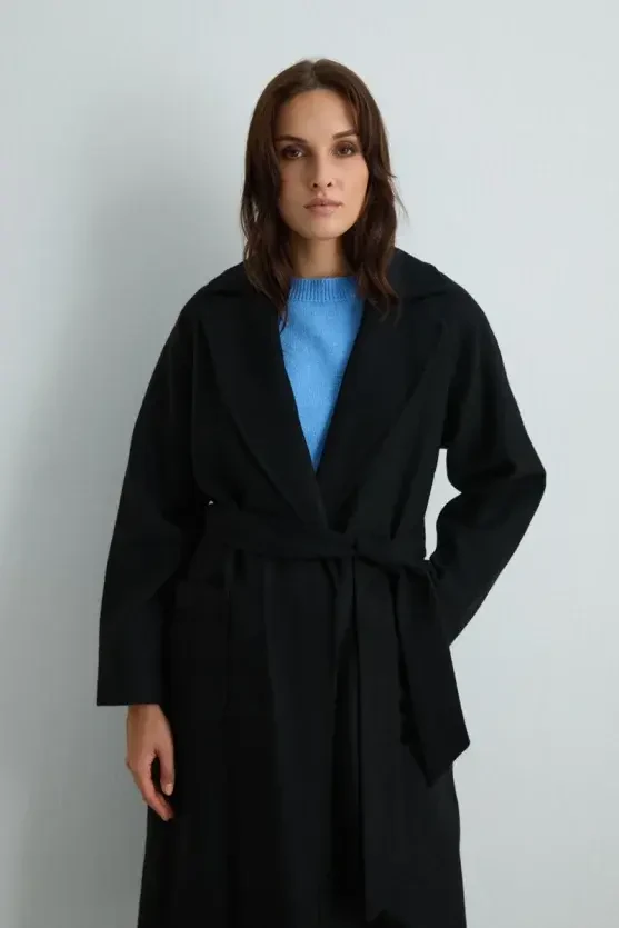 Classic Wool Coat - Black - 4