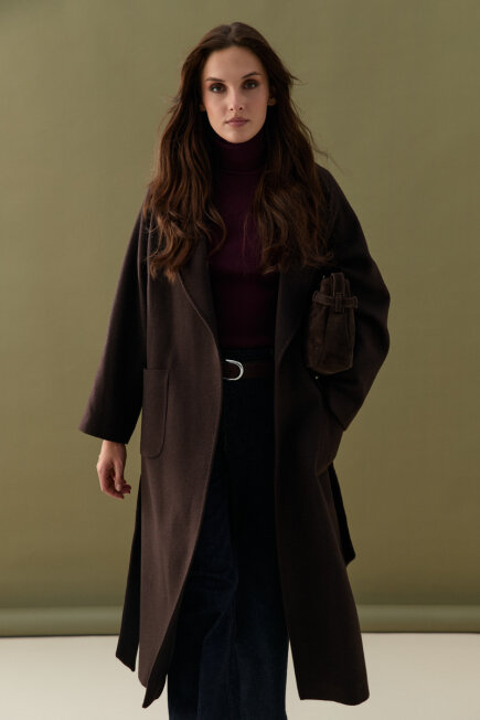 Classic Wool Coat - Brown - Gusto (1)