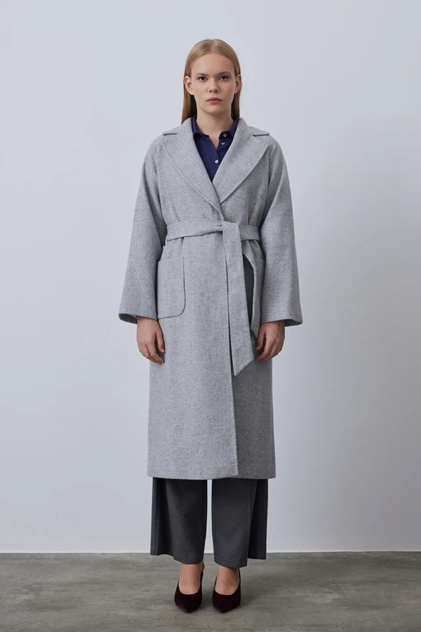 Classic Wool Coat - Grey - 3