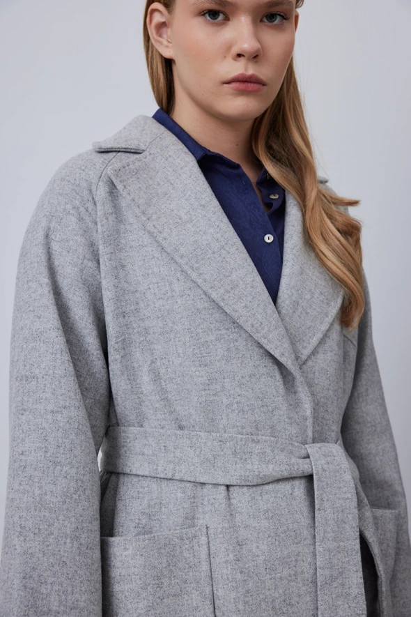 Classic Wool Coat - Grey - 5