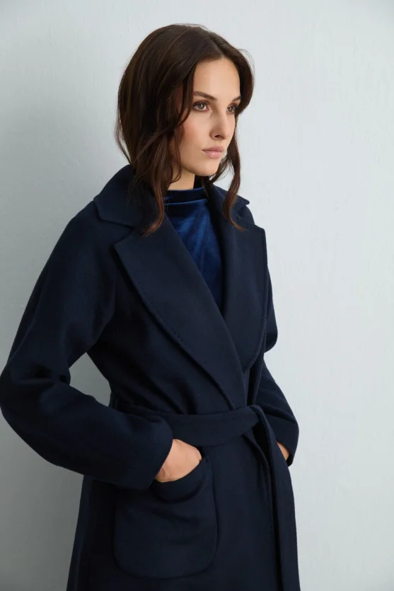 Classic Wool Coat - Navy Blue - 6