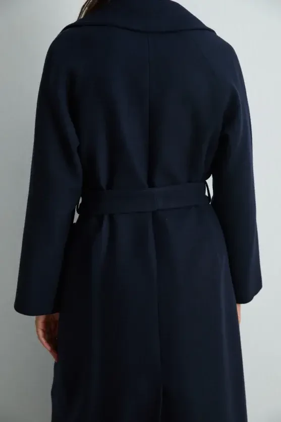 Classic Wool Coat - Navy Blue - 8