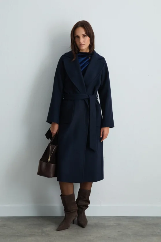 Classic Wool Coat Navy Blue - 7