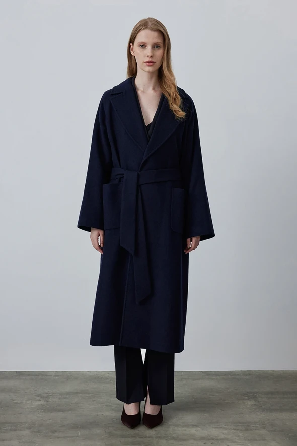 Classic Wool Coat - Navy - 3