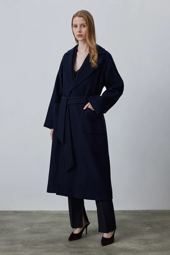 Classic Wool Coat - Navy - 4