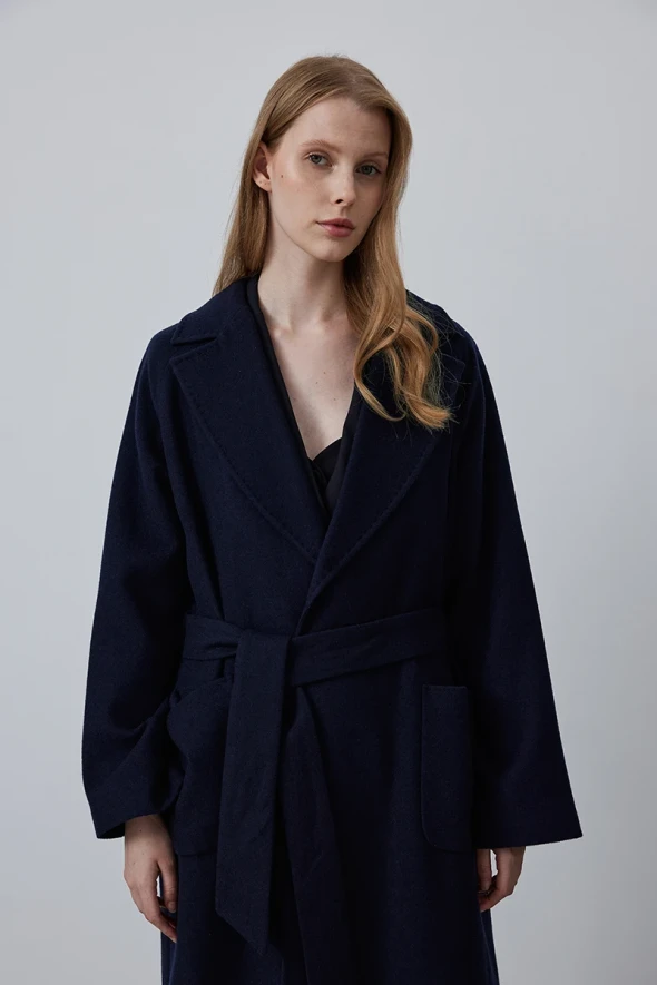 Classic Wool Coat - Navy - 5