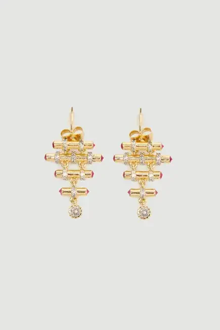 Cluster Gold Earrings - Gold Gold